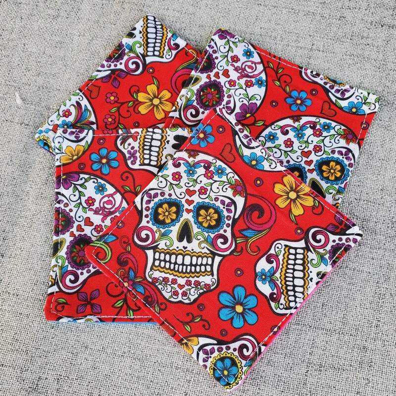 Cloth Coaster - Day of the Dead Red